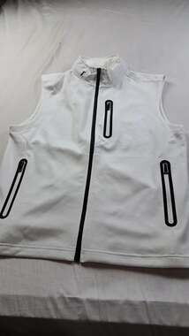 BUGATCHI Mens Zip Front Vest Size M Chalk White Stand Collar Three Pockets